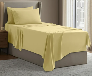 lot 298 image: Clara Clark Twin XL Sheets Set, 1800 Series Deep Pocket Twin XL Sheet Soft Microfiber 4 Piece Sheet Twin XL, Custard Yellow