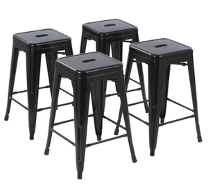 lot 401 image: Howard 24inch Metal Assembled Barstool, Set of 4, Black Color for Indoor