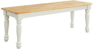 lot 407 image: Better Homes & Gardens Autumn Lane Farmhouse Solid Wood Dining Bench, White and Natural Finish