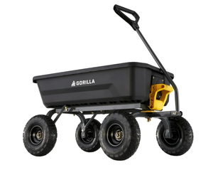 lot 422 image: Gorilla Carts 4 Cu. ft. Poly Garden Dump Cart, 600 lbs. Capacity, 35 in. x 22 in. Bed, 10 in. Tires