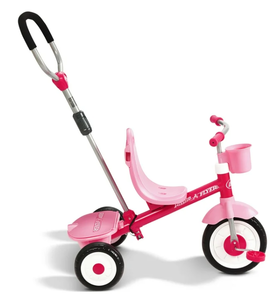 lot 423 image: Radio Flyer, 4-in-1 Stroll N Trike with Activity Tray, Pink & Gray, Tricycle for Girls and Boys