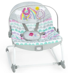 lot 430 image: Bright Starts Rosy Rainbow Infant to Toddler Baby Rocker with Vibrations Newborn Unisex