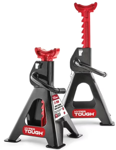 lot 434 image: Hyper Tough TH52002C 2 Ton (4,000 lb) Steel Jack Stands with Safety Pins, Black and Red, 1 Pair
