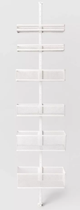 lot 468 image: Over the Door Storage Rack with Mesh Baskets - Brightroom Metal Frame, Powder-Coated, Universal Storage, White