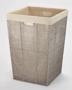 lot 500 image: LOT OF 2 - Twisted Rope Hamper Gray - Brightroom Open-Top Laundry Storage with Removable Liner, Metal Frame, Ethical Handcraft