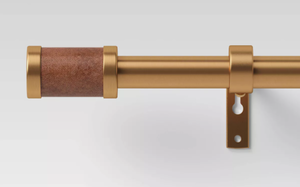 lot 368 image: LOT OF 2 Faux Leather Cylinder Plated Curtain Rod Brass - Threshold