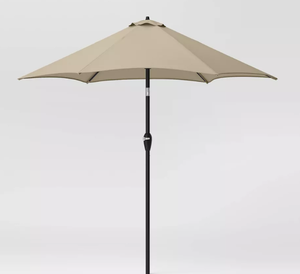 lot 378 image: 9 Round Outdoor Patio Market Umbrella with Black Pole - Threshold