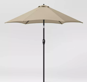 lot 379 image: 9 Round Outdoor Patio Market Umbrella with Black Pole - Threshold