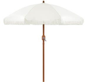 lot 383 image: Yaheetech 7.5 Patio Umbrella with Tassels, Fringe Portable Beach Umbrella