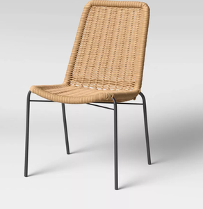 lot 387 image: LOT OF 2 Resin Wicker Stack Outdoor Patio Dining Chair Armless Chair Black - Threshold