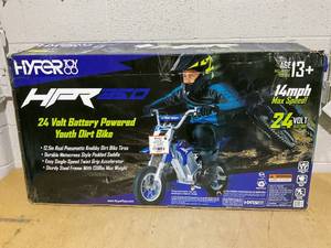 lot 147 image: Hyper Toys 24V 350 Dirt Bike Electric Powered Ride on, Blue, Age Group 13 Years, 14 mph Max Speed