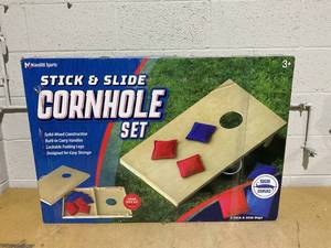 lot 148 image: Cornhole Wooden, Stick & Slide, 2 Boards, 8 Bean Bags, Family Games, Ages 3 by MinnARK