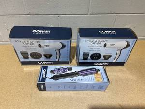 lot 255 image: LOT OF 3 Conair Hair Tools