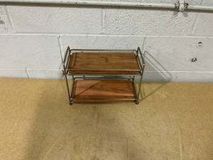 lot 374 image: Tiered Wood & Brass Rectangular Serving Stand - Hearth & Hand