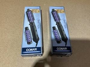 lot 269 image: LOT OF 2 Conair 2-in-1 Hot Air Curling Combo, Includes 1.5 Curl Brush & 1 Aluminum Bristle Brush