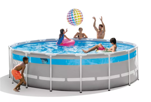 lot 34 image: Intex 17 x 48 Clearview Prism Frame Above Ground Swimming Pool Set with Pump