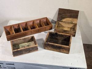 lot 101 image: Lot of Vintage Wooden Boxes and Organizers