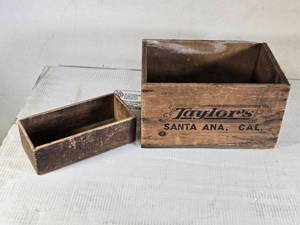 lot 122 image: Taylors Santa Ana, Cal. Wooden Box and Other Wooden Box