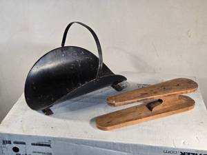 lot 145 image: Antique Coal Scuttle and Wooden Boot Jack