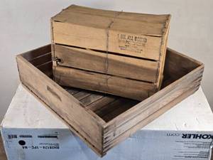 lot 151 image: Georgia Crate & Basket Co. Wooden Crate and a Wood Box