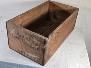 lot 168 image: Wooden Crate from Wagner-Langemo Co., located at 418 No. First St. Minneapolis, Minn
