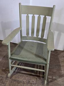 lot 186 image: Green Wooden Rocking Chair