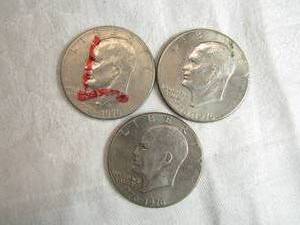 lot 45 image: Lot of 3 Eisenhower Bicentennial Dollar Coins