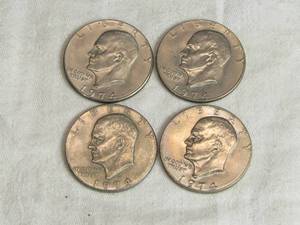 lot 46 image: Lot of 4 1974 Eisenhower Dollar Coins