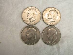 lot 54 image: Lot of 4 1972 Eisenhower Dollar Coins