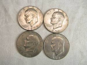 lot 57 image: Lot of 4 Eisenhower Dollar Coins 1974 and 1978
