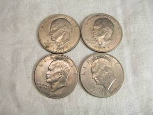 lot 59 image: Lot of 4 Eisenhower Dollar Coins 1971