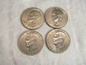 lot 63 image: Lot of 4 Eisenhower 1971 One Dollar Coins