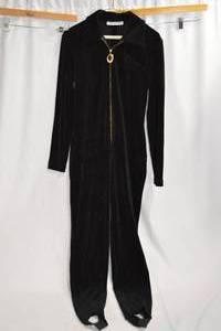lot 88 image: Black Velvet Jumpsuit with Gold Zipper, Size 6