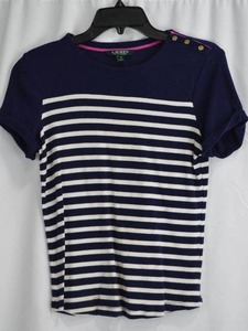 lot 96 image: Womens Ralph Lauren Striped Short Sleeve Shirt, Sz M