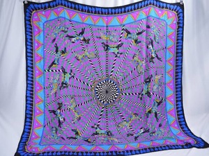 lot 113 image: Vintage Louis Feraud Silk Scarf, Carousel Motif