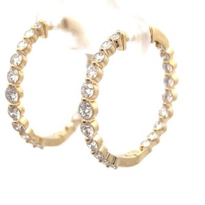lot 11A image: NEW 2 Carat Diamond Inside-Out Hoop Earrings in 14k Yellow Gold