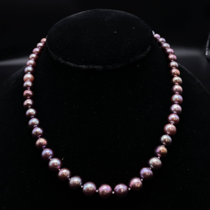 lot 11B image: Edison Cultured Freshwater Pearl Single Strand Necklace w 14k Gold Clasp