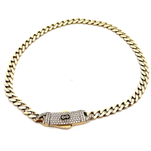lot 12B image: PavLock Monaco Chain Edge Miami Cuban Bracelet in Yellow Gold