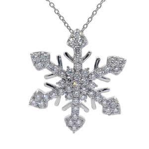 lot 15A image: Diamond Icicle Snowflake Cluster Pendant Necklace