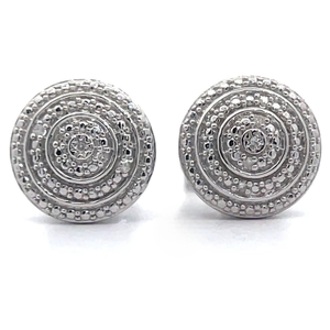 lot 32 image: Natural Diamond Round Medallion Vintage Style Stud Earrings