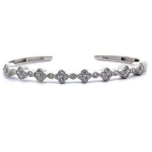 lot 30 image: NEW 1.50 Carat Diamond Flower Cluster Delicate Bangle Bracelet Cuff VIDEO