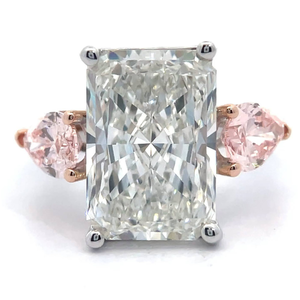 8.11 Carat Fancy Pink Diamond & White Diamond Three-Stone Ring in 14k Two-Tone Gold w/ Report *VIDEO*