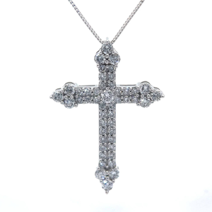 lot 19 image: NEW 1 Carat Diamond PavCeltic Cross Pendant Necklace in White Gold