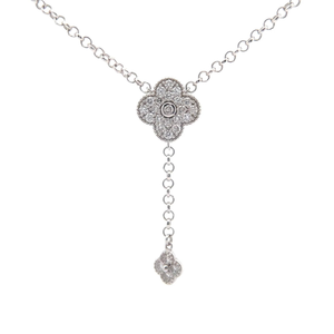 lot 26 image: Diamond Four-Petal Flower Y-Necklace