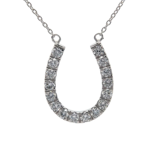 lot 28 image: NEW 1.18 Carat PavDiamond Horseshoe Pendant Necklace