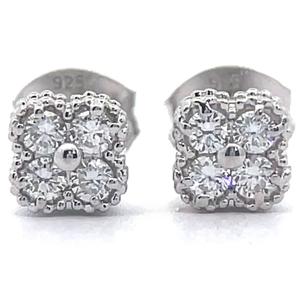 lot 25 image: NEW 0.25 Carat Diamond Four-Petal Flower Cluster Stud Earrings VIDEO