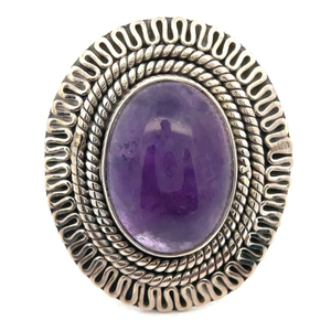 lot 38B image: Oval Amethyst Textured Bezel Ring