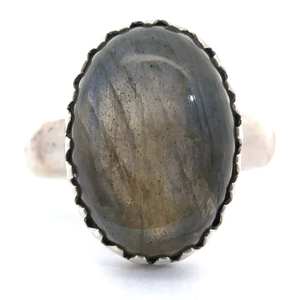 lot 37B image: Oval Labradorite Fancy Bevel Ring