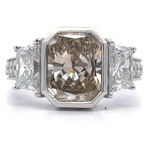 NEW! Oscar Friedman 3.26 Carat Natural Fancy Brown & White Diamond Ring in 18k White Gold w/ Report; $30,550 Retail *VIDEO*