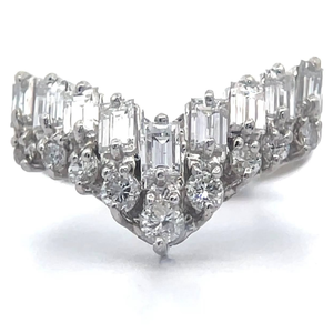 lot 11 image: No Reserve 1.50 Carat Natural Diamond Double Row Chevron Ring in Platinum w Report $4,850 Retail VIDEO